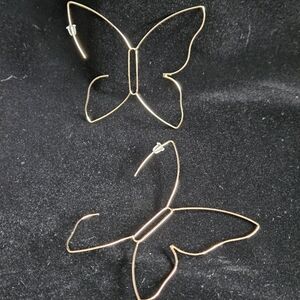 Gold Butterfly Hoop Earrings